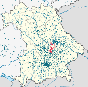 Карта на Landkreis Kelheim с маркери за всеки поддръжник